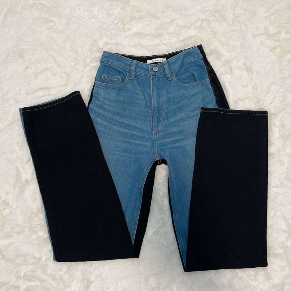 NWOT Pacsun Women's 24 Black & Blue Two Tone Paneled 90s Boyfriend Jeans